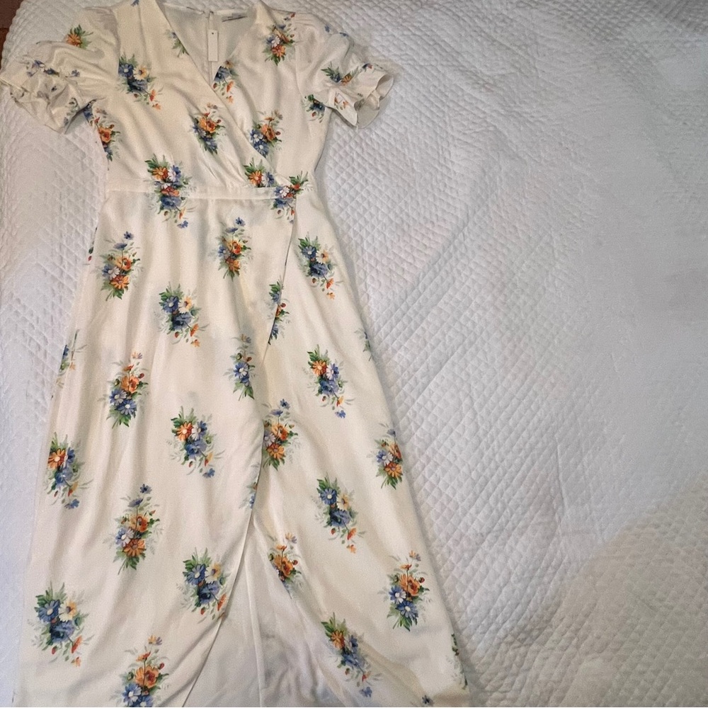 Madewell Cream Floral Maxi Dress with Blue & Orange Bouquet Print - Picture 3 of 16